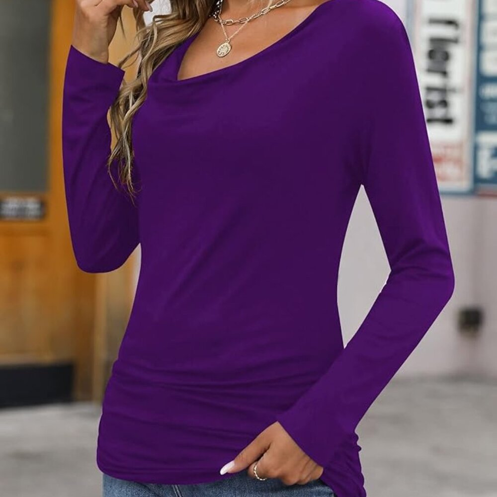 Zeagoo Long Sleeve Cowl Neck Blouse Size XL